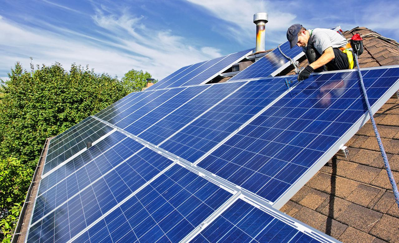 Mounting solar panels on roof